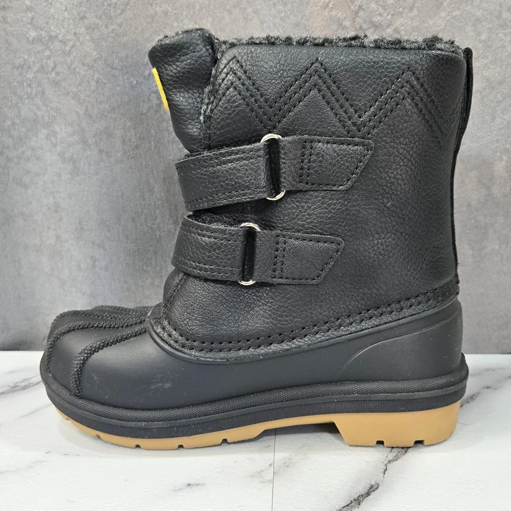 Cat & Jack Toddler 9 Black Faux Fur Lined Winter Duck Boots Waterproof Snow Boot